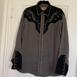 Scully Men's Western Shirt Vintage Size Medium Grey/Black